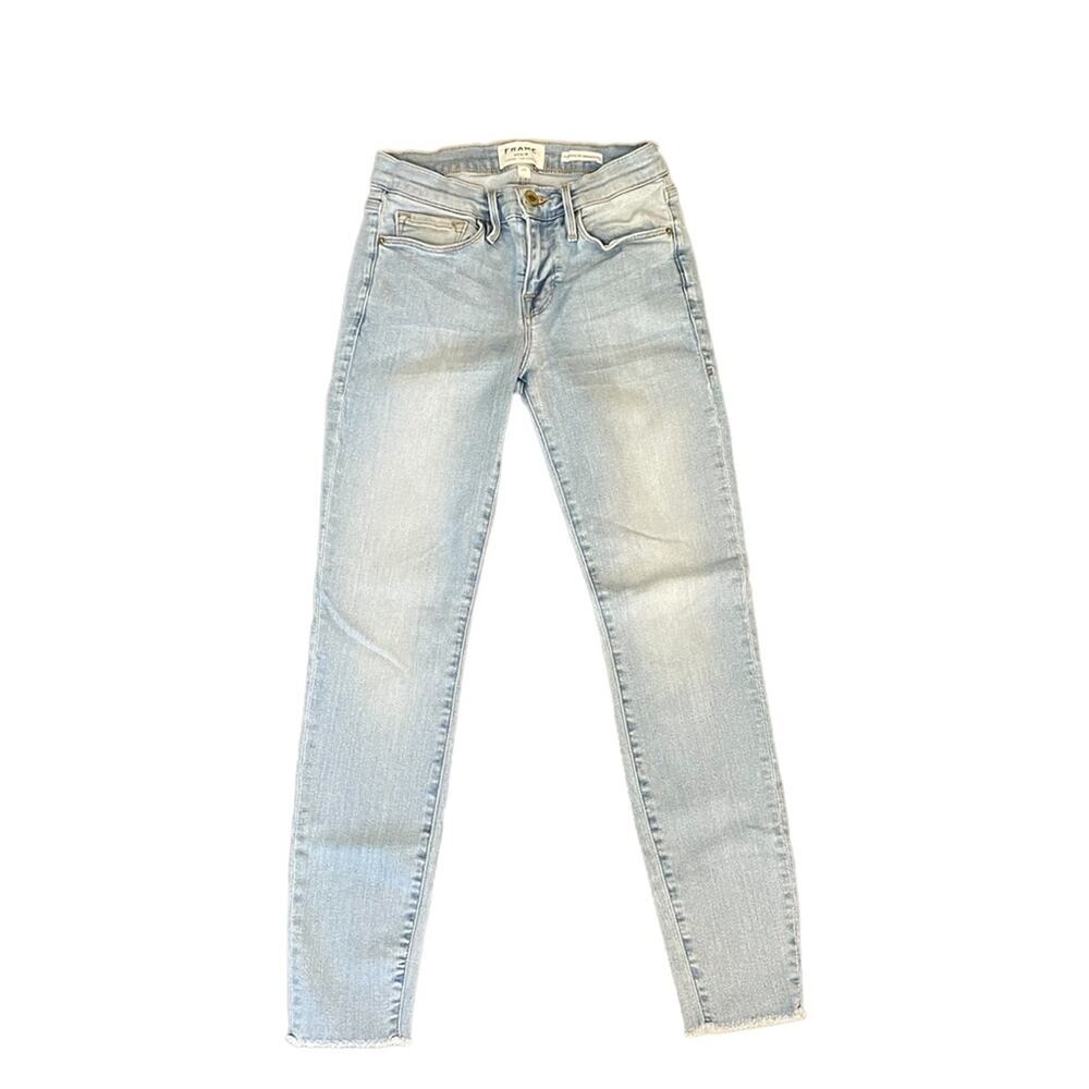 Frame Le Skinny De Jeanne Crop Low Rise Skinny Light Wash Denim Jeans Size 25 - Picture 4 of 9